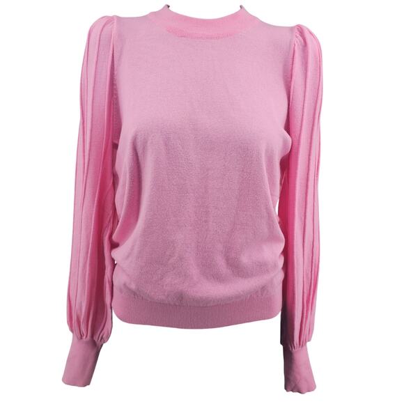 Pants Store Pastel Bubble Gum Pink Rib Sleeve Pullover Sweater Women's L 3428 - Picture 1 of 7